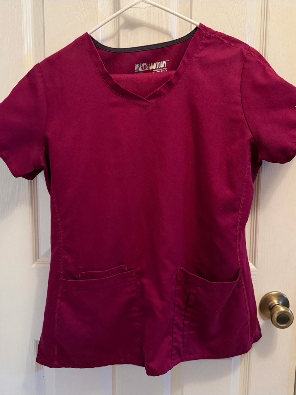 Grey's Anatomy Women's V-Neck Scrub Top and Bottom Ser-Maroon